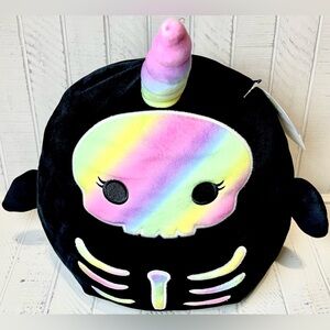 Squishmallow Halloween Squad 12” Bufinda The Rainbow Ombré Skeleton Narwhal NWT